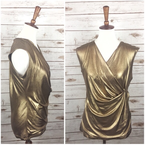 SOLD 💜 calvin klein // wrap front tank top gold - Picture 3 of 8